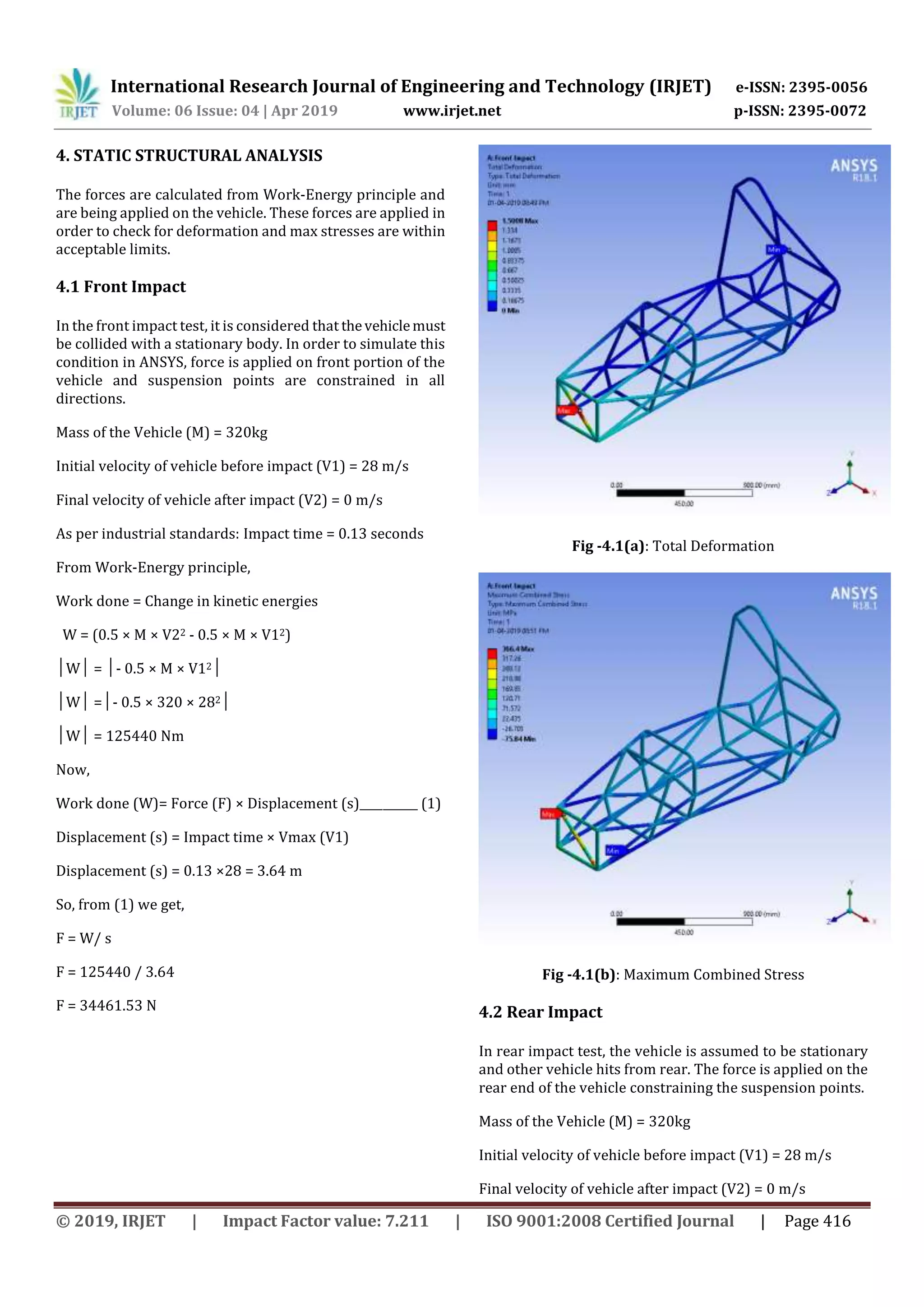 Weight Engineering IRJET- Static Structural Analysis of Formula Student Space Frame | PDF
