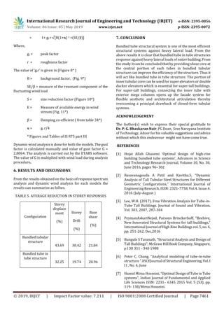 IRJET- Dynamic Wind Analysis of RC Bundled Tube in Tube Structure using ...