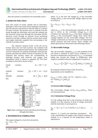 IRJET- Performance Analysis and Simulation of Fuel Cell System | PDF