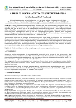 IRJET- A Study on Labour Safety in Construction Industry | PDF