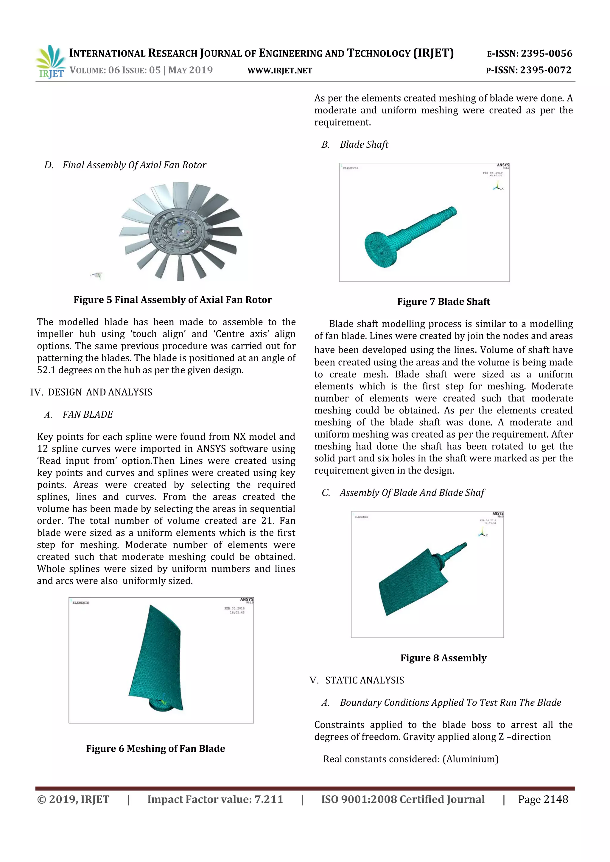 IRJET- Design and Analysis of Axial Fan Rotor Parts | PDF