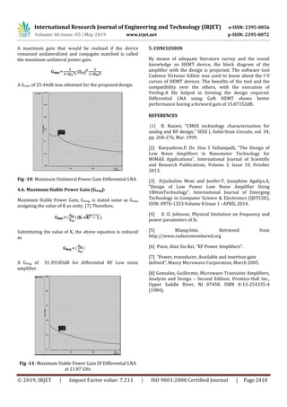 IRJET-K- Band Differential LNA using Gan HEMT | PDF