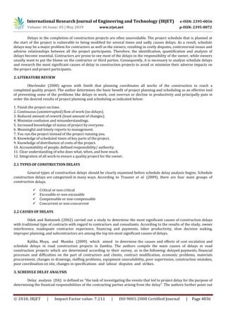 IRJET- Schedule Delay Analysis in Construction Management using ...