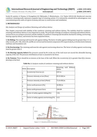 IRJET- Static Analysis and Design of Retaining Wall with and without ...