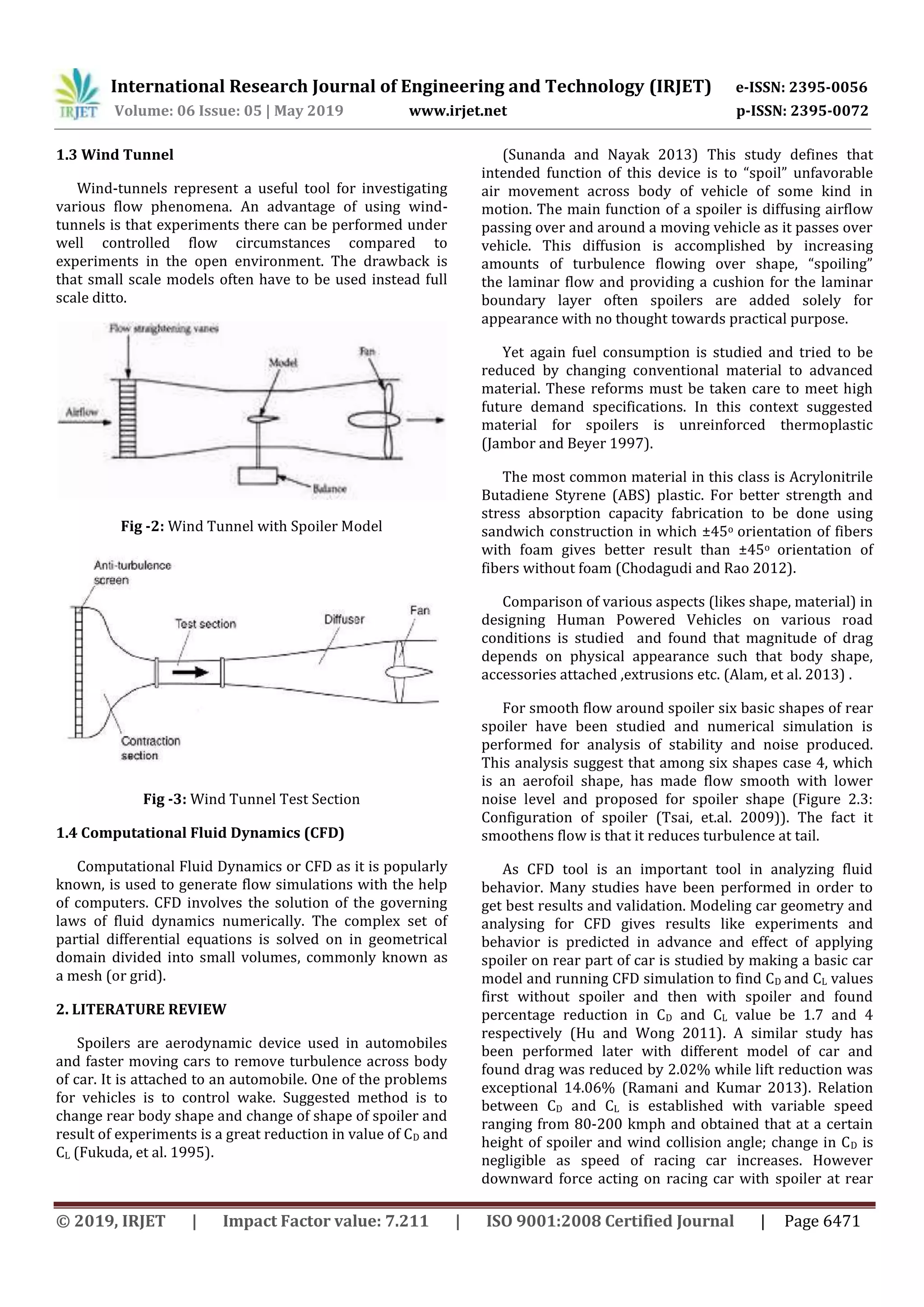 IRJET- Experimentally and CFD Analysis on Spoiler in Wind Tunnel ...