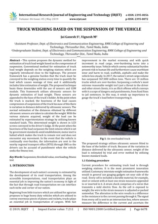 IRJET- Truck Weighing based on the Suspension of the Vehicle | PDF