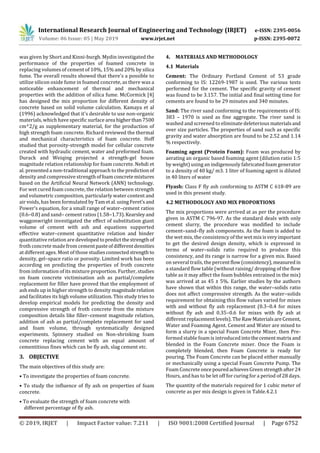 IRJET- Experimental Study on Properties of Light Weight Foam Concrete | PDF