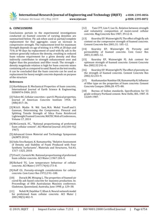 IRJET- Experimental Study on Properties of Light Weight Foam Concrete | PDF