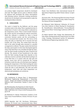 IRJET- Design and Analysis of Linear Fresnel Reflector for Water ...