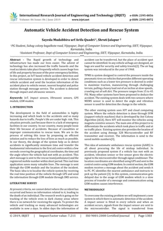 IRJET- Automatic Vehicle Accident Detection and Rescue System | PDF