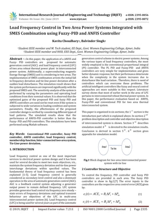 IRJET- Load Frequency Control in Two Area Power Systems Integrated with ...