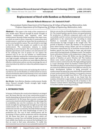 Irjet Replacement Of Steel With Bamboo As Reinforcement