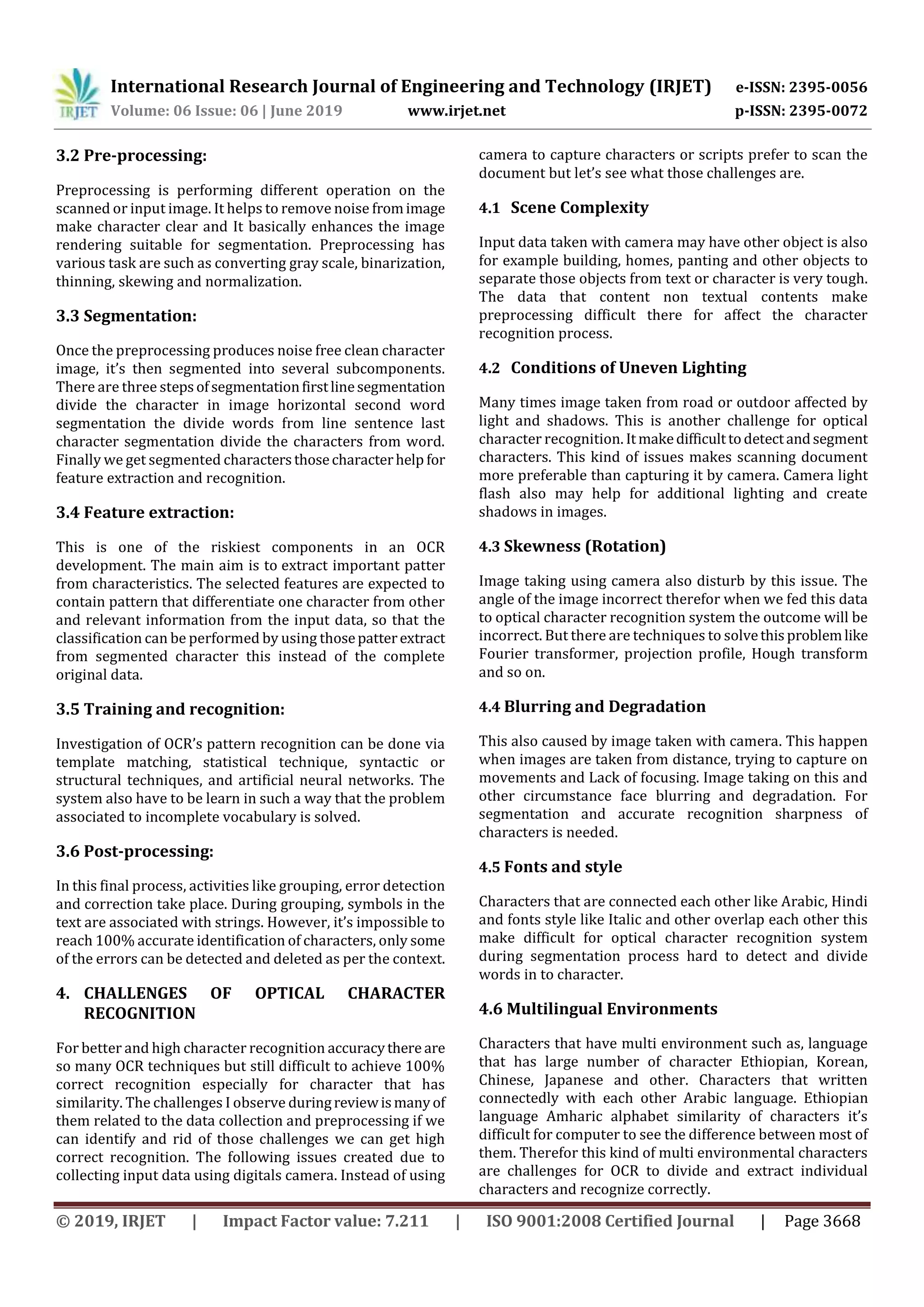 IRJET- Review on Optical Character Recognition | PDF