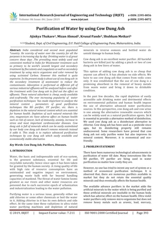 IRJET- Purification of Water by using Cow Dung Ash | PDF