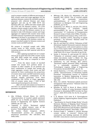 IRJET- Utilization of Reclaimed Asphalt Pavement and Ceramic Waste in ...