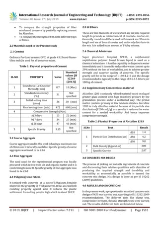 IRJET- A Study on Effect of Partial Replacement of Cement by Alccofine ...