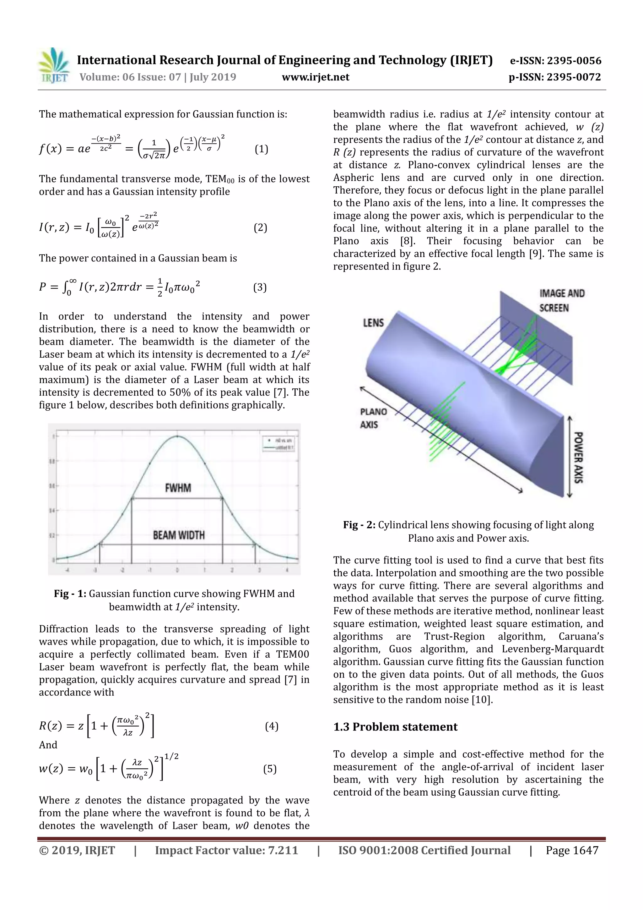 IRJET- Detection of Angle-of-Arrival of the Laser Beam using a ...