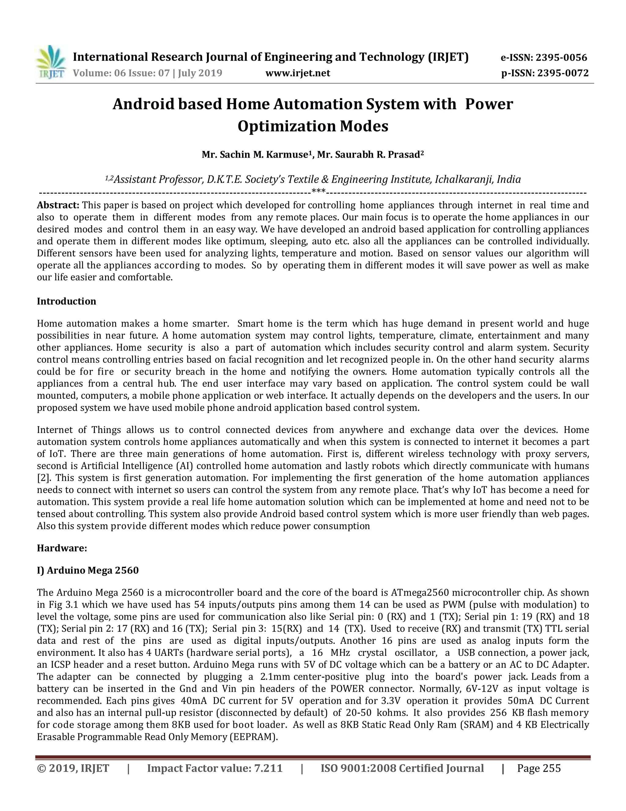 IRJET- Android based Home Automation System with Power Optimization ...