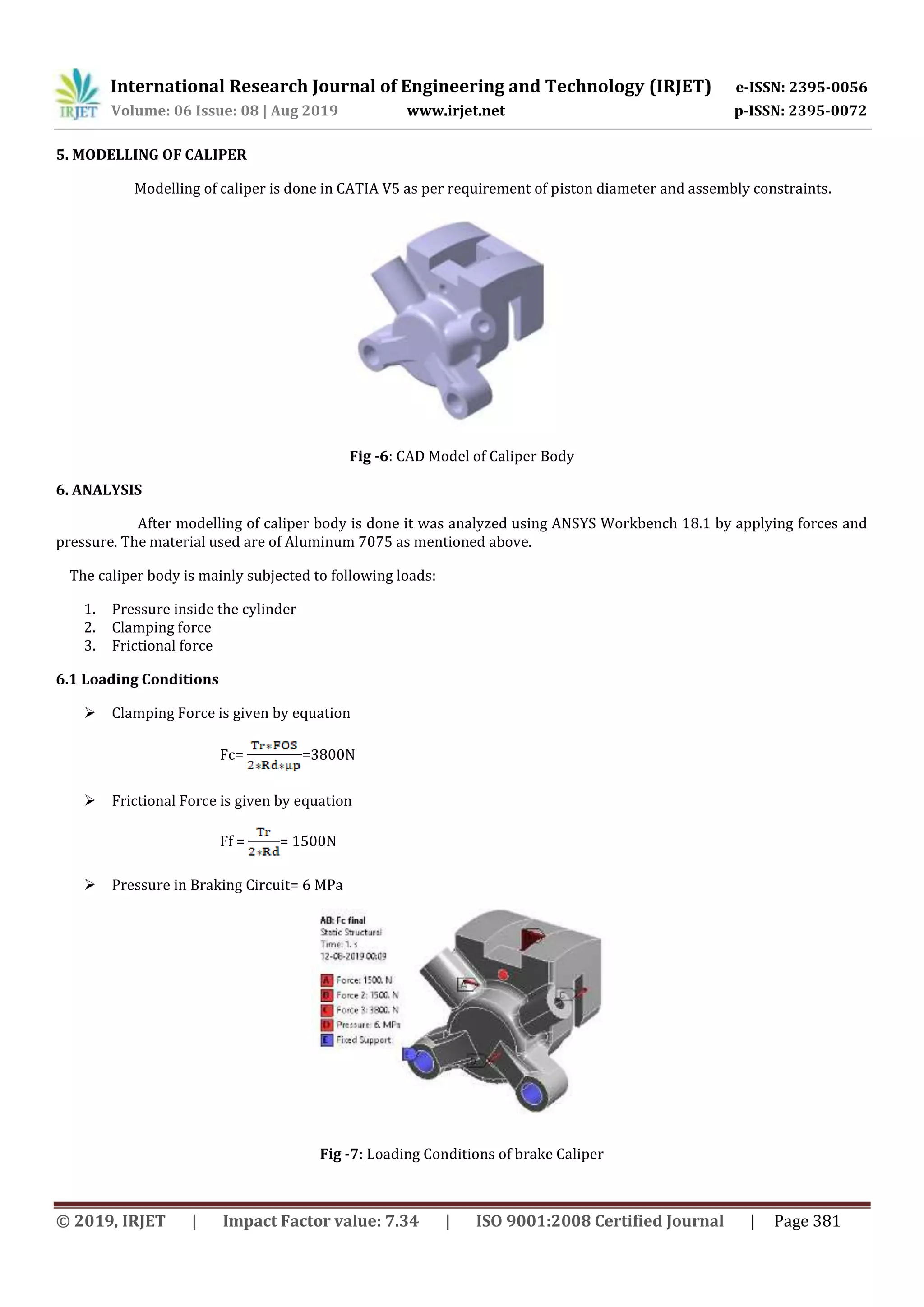 IRJET- Design and Analysis of a Brake Caliper | PDF