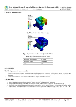 IRJET- Design and Analysis of a Brake Caliper | PDF