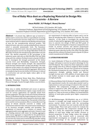 IRJET- Use of Ruby Mica Dust as a Replacing Material in Design Mix ...