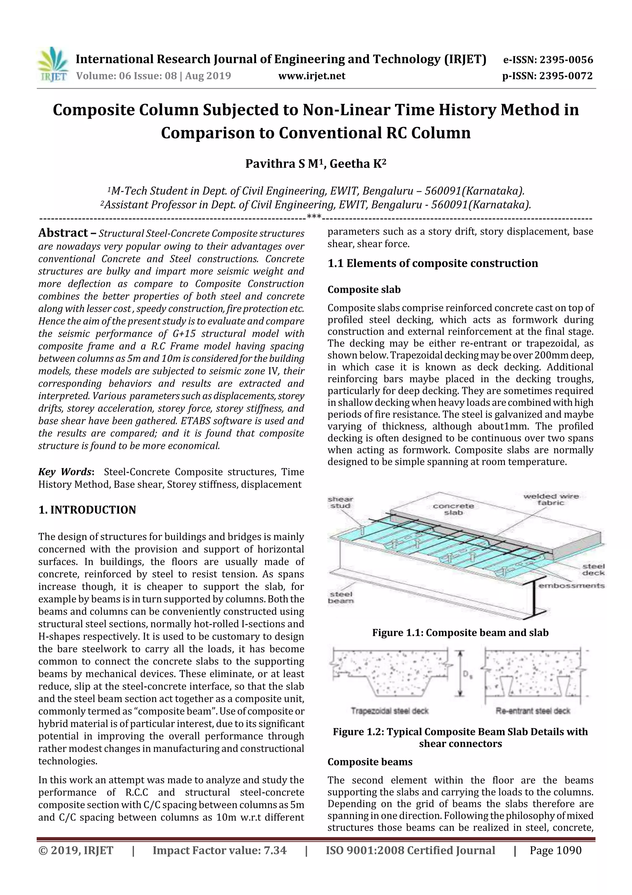 IRJET- Composite Column Subjected to Non-Linear Time History Method in ...