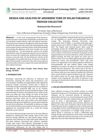 IRJET- Design and Analysis of Absorber Tube of Solar Parabolic trough ...