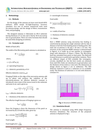 IRJET- Design & Analysis of MIMO Microstrip Antenna with Improved ...