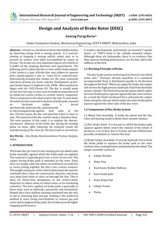 IRJET- Design and Analysis of Brake Rotor (DISC) | PDF