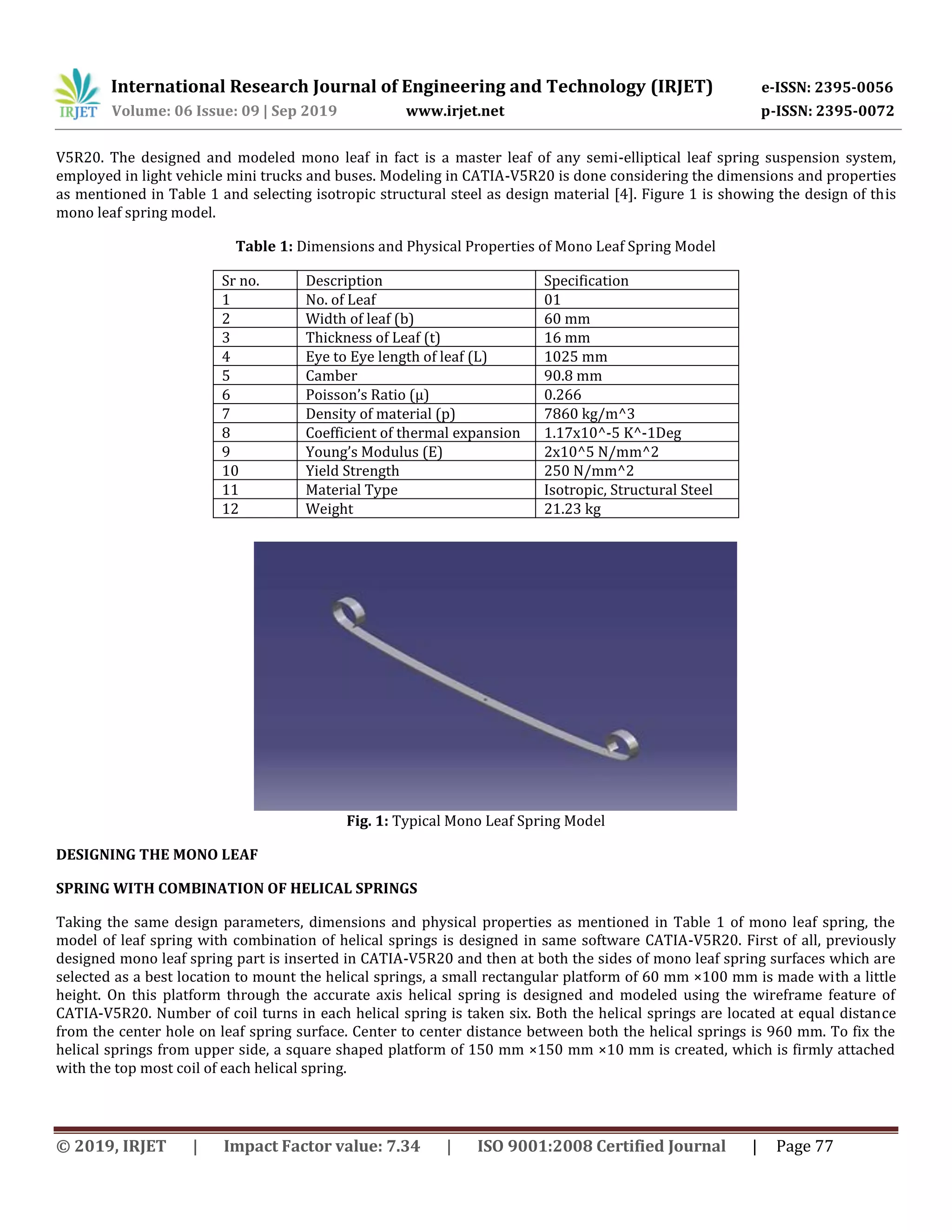 IRJET- Stress Analysis of a Leaf Spring Suspension System with the ...