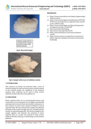 IRJET- Recycling and Testing of Waste Cigarette Butts | PDF