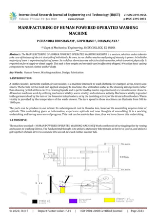 IRJET- Manufacturing of Human Powered Operated Washing Machine | PDF