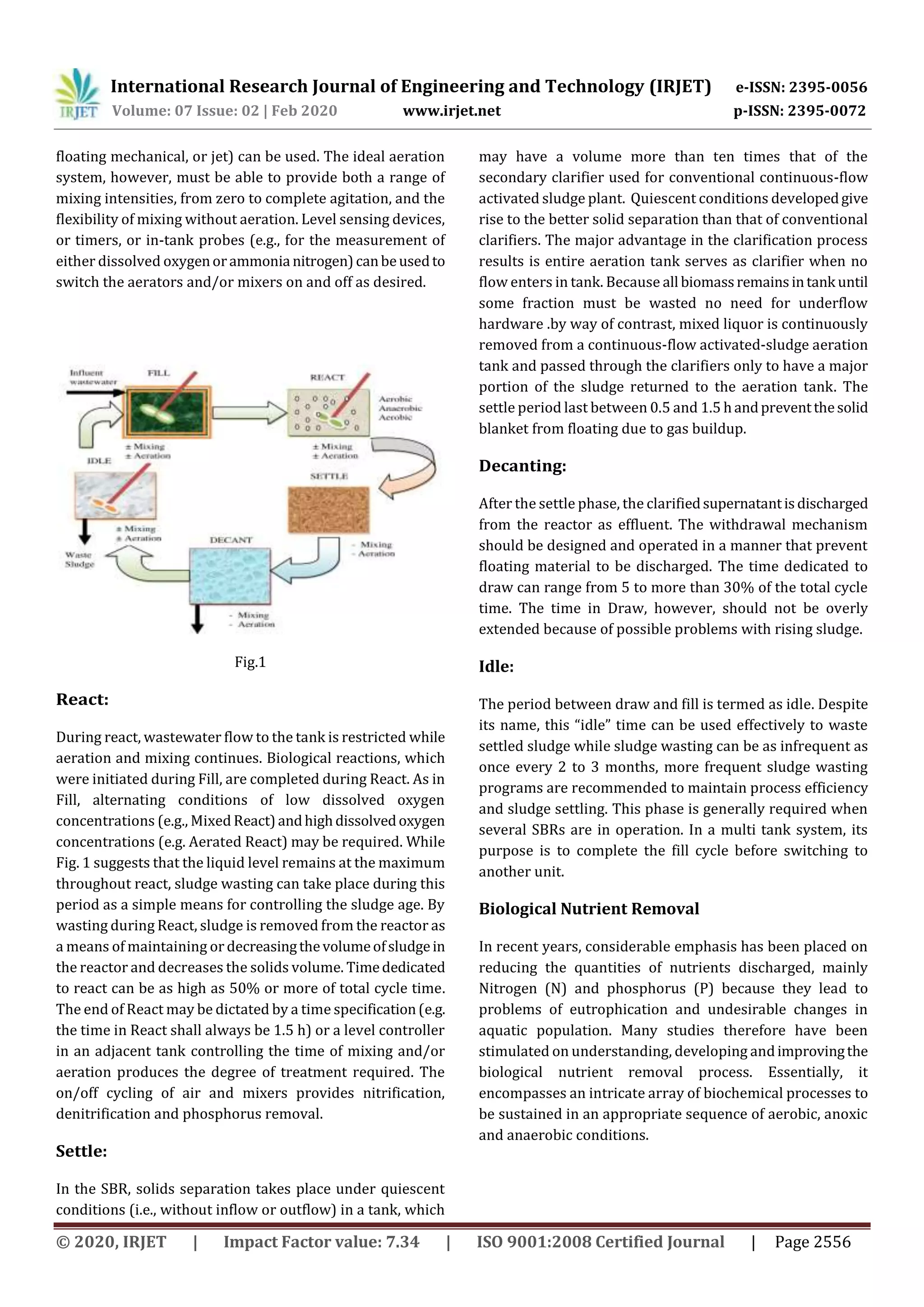 IRJET- A Review on Utilization of Sequence Batch Reactor Technology ...