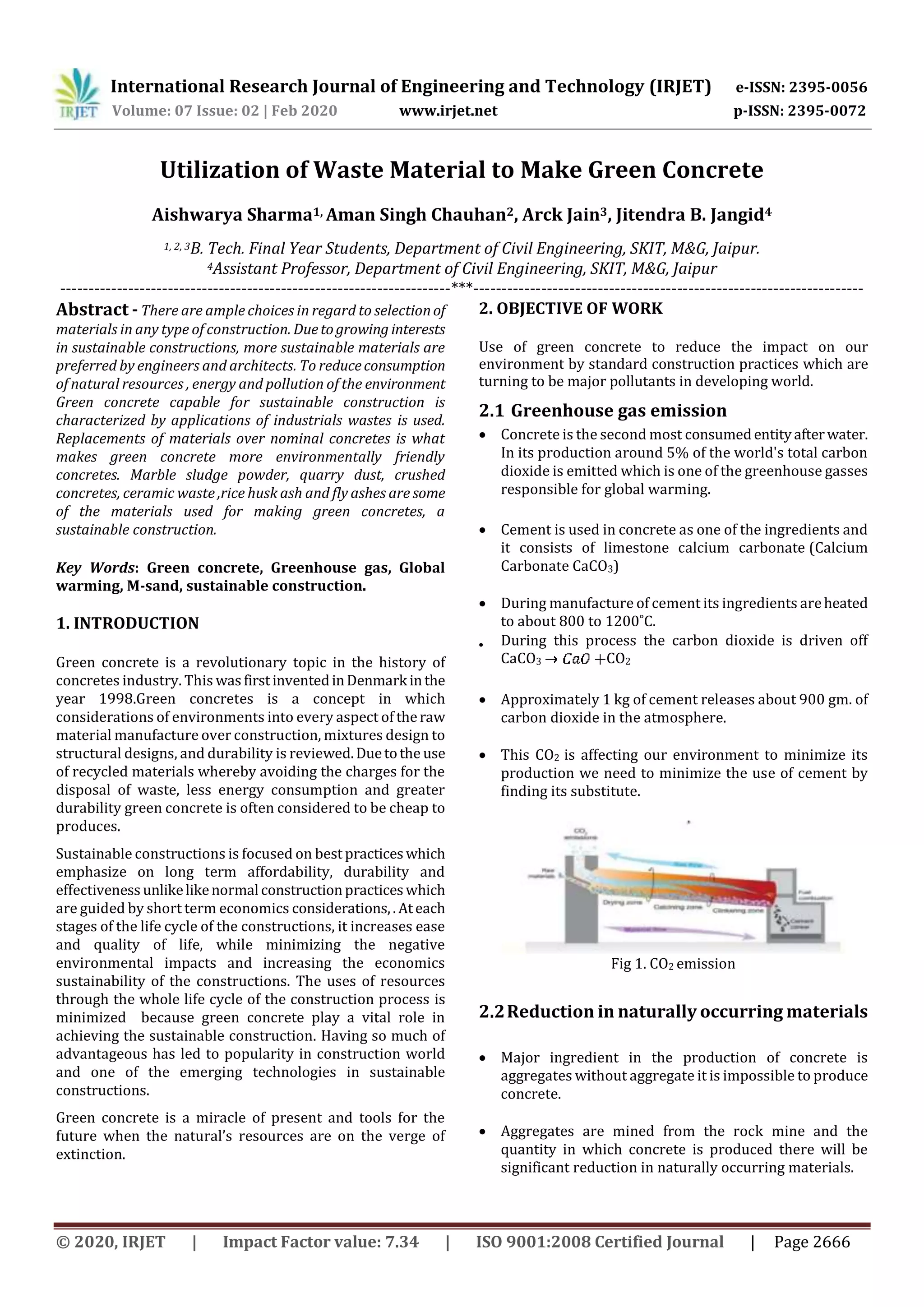 IRJET - Utilization of Waste Material to Make Green Concrete | PDF