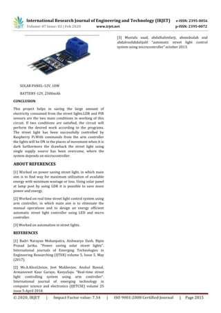 IRJET - Real Time Street Light using Raspberry Pi | PDF
