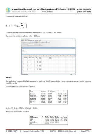 IRJET - Optimization of Machining Parameters in a Turning Operation of ...