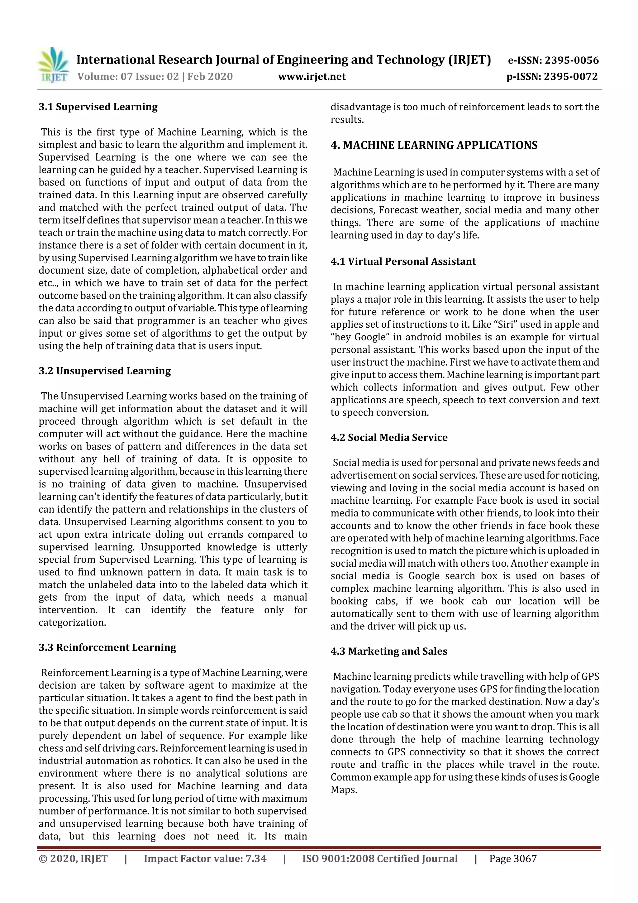 Irjet review on machine learning pdf free download