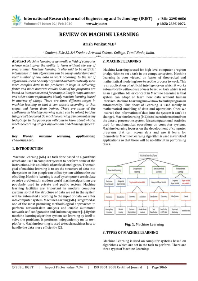 Irjet review on machine learning pdf free download