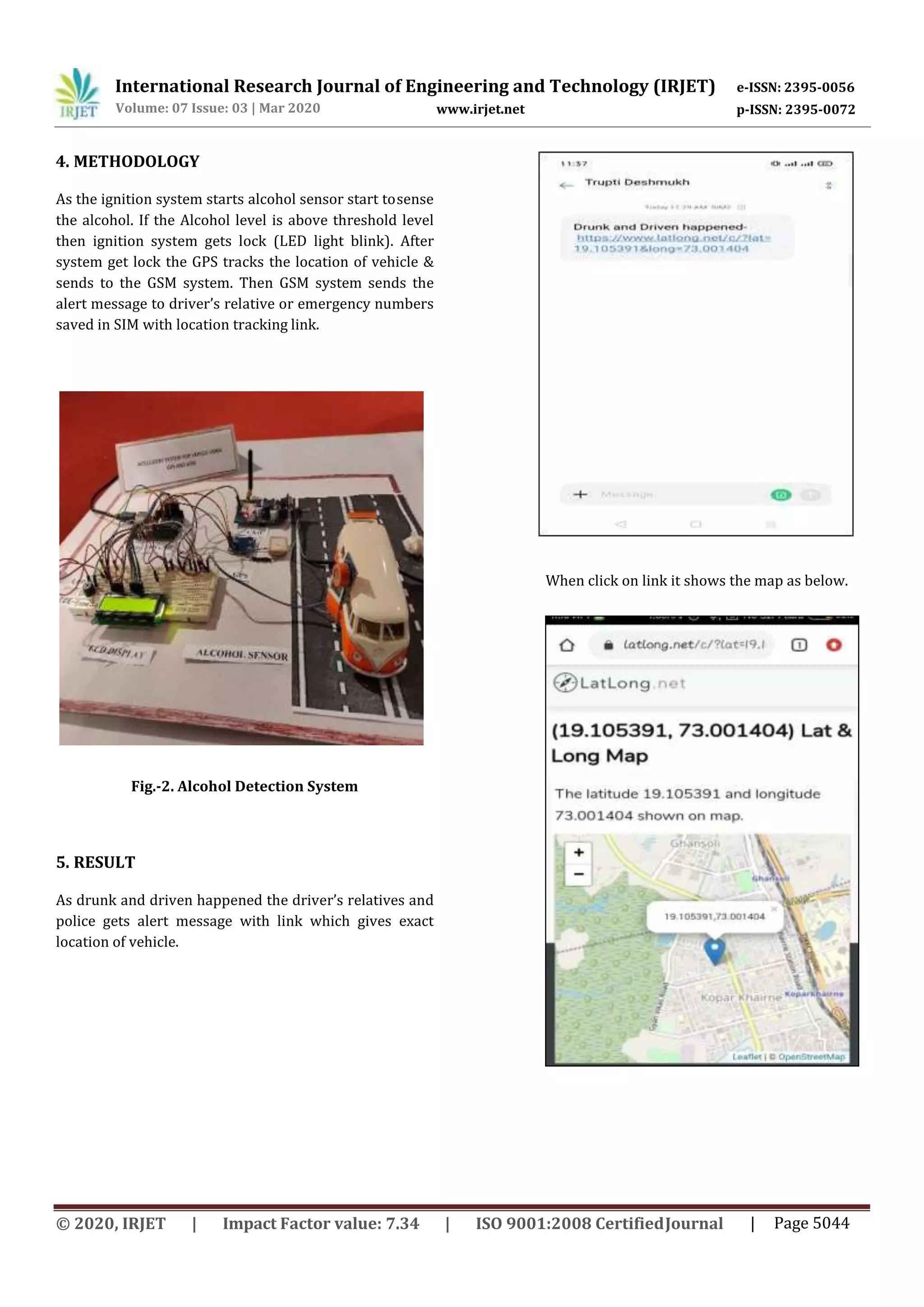 IRJET -  	  Intelligent System for Vehicle Controlling with Alcohol Detection using Smart Technology