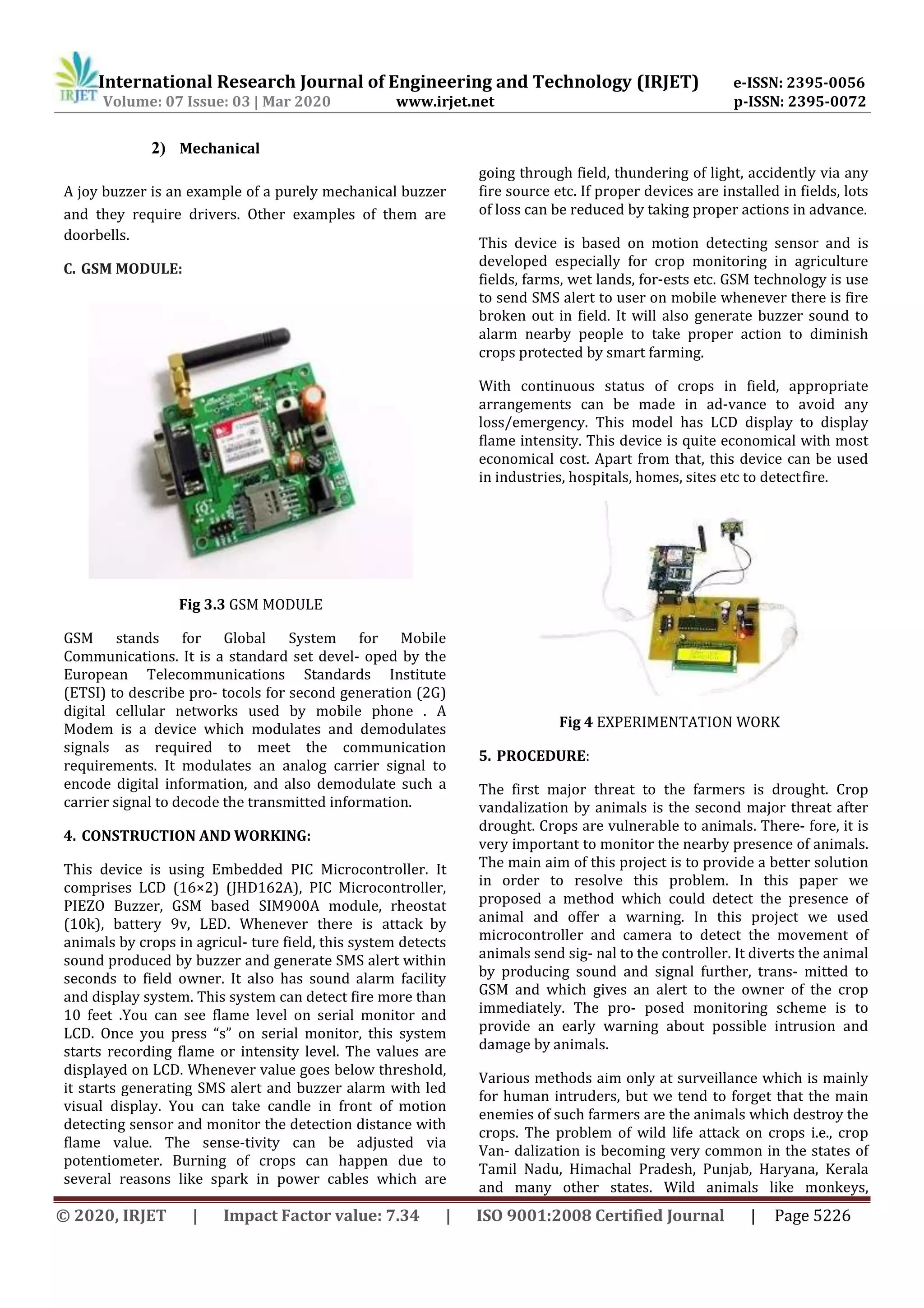 IRJET - Smart Crop Protection System from Animals using PIC