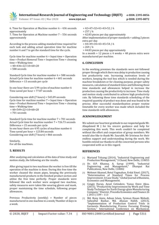 IRJET - Productivity Improvement by Time Study and Motion Study