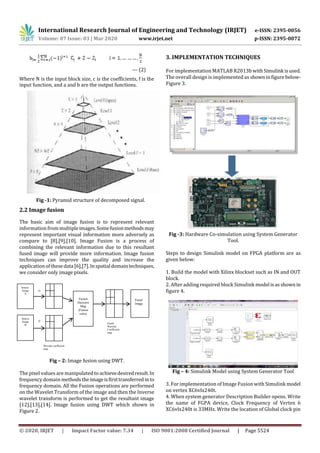 IRJET - Wavelet based Image Fusion using FPGA for Biomedical Application