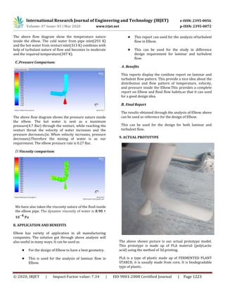 IRJET - CFD Analysis of Hot and Cold Steam Flow in an Elbow | PDF