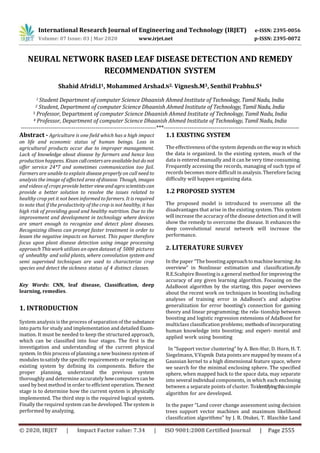 IRJET -  	  Neural Network based Leaf Disease Detection and Remedy Recommendation System