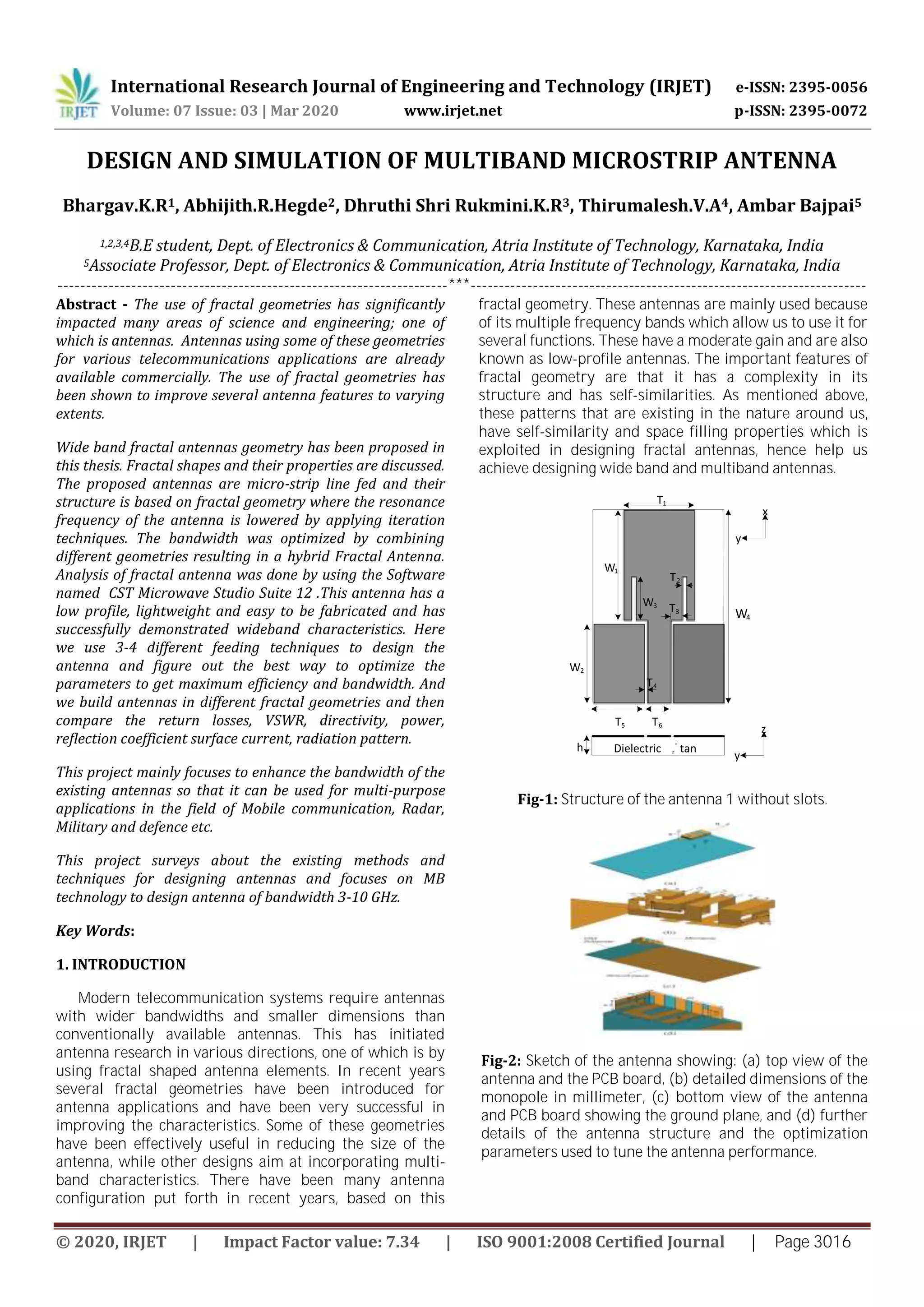 IRJET - Design and Simulation of Multiband Microstrip Antenna | PDF