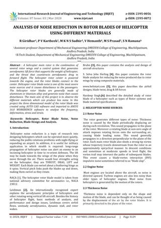 IRJET - Analysis of Noise Reduction in Rotor Blades of Helicopter using ...