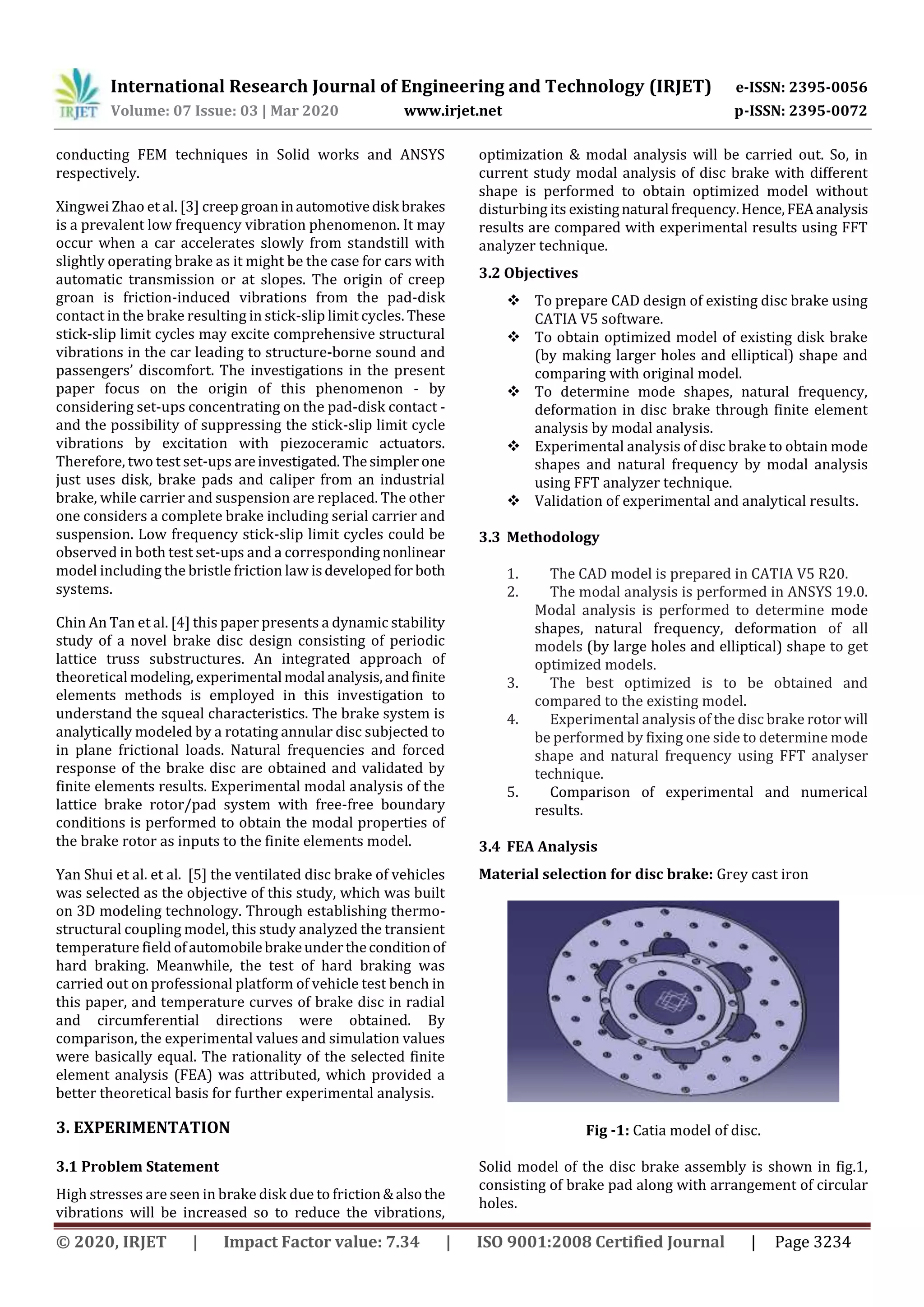 IRJET - Vibration Analysis of Disc Brake by using FEA and FFT Analyzer ...