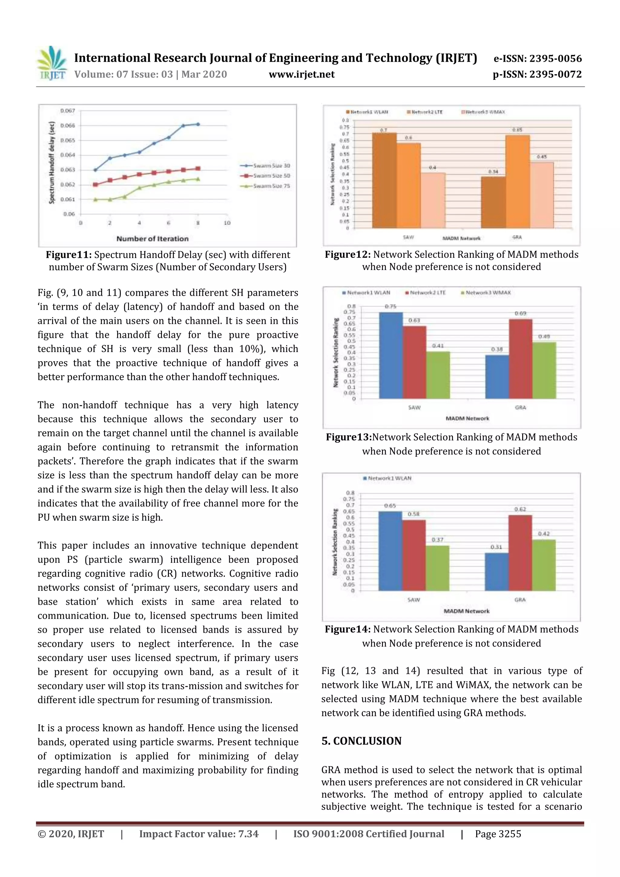 IRJET - Network Selection and Spectrum Handoff based on Adaptive Weights in Cognitive Wireless Networks