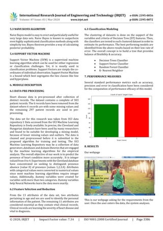 IRJET - Effective Heart Disease Prediction using Distinct Machine Learning Techniques
