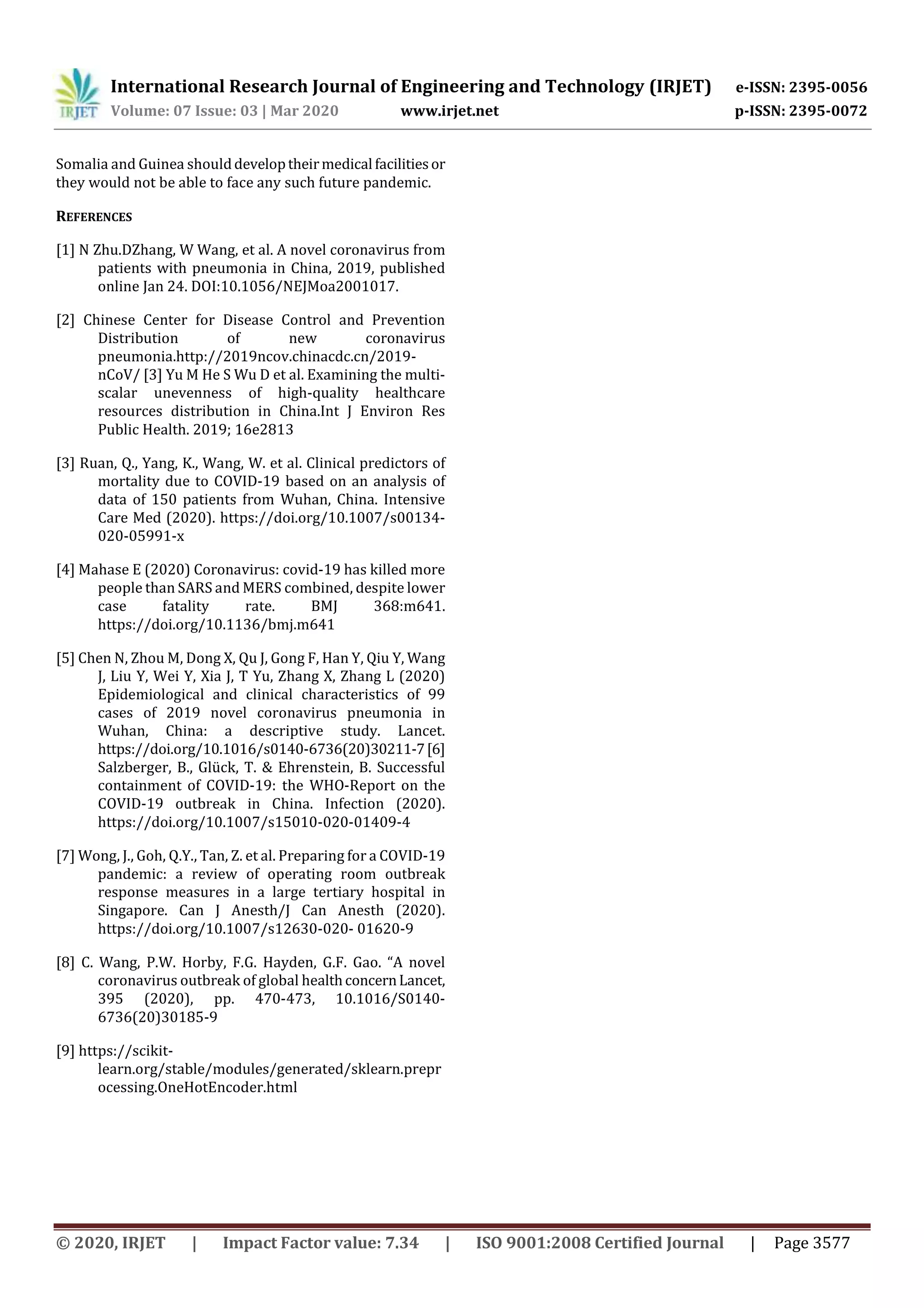 IRJET- Analysis of Health-Care Capabilities of Different Countries in Order to Determine their Preparedness for COVID-19 Virus